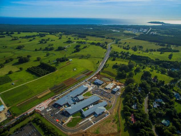 Aerial view of the new Byron Bay Hospital (2016)